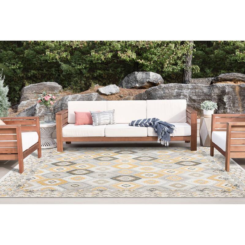 Alfresco Nautical & Coastal Geometric Reversible Indoor/Outdoor Area Rug