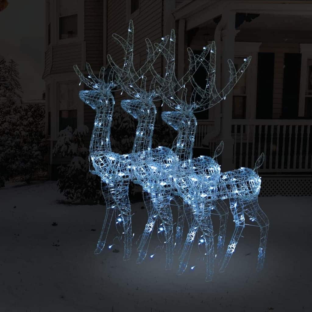 vidaXL Reindeer Christmas Decoration LEDs Pre-Lit Christmas Lighting Acrylic - 2 x 1 x 4 ft
