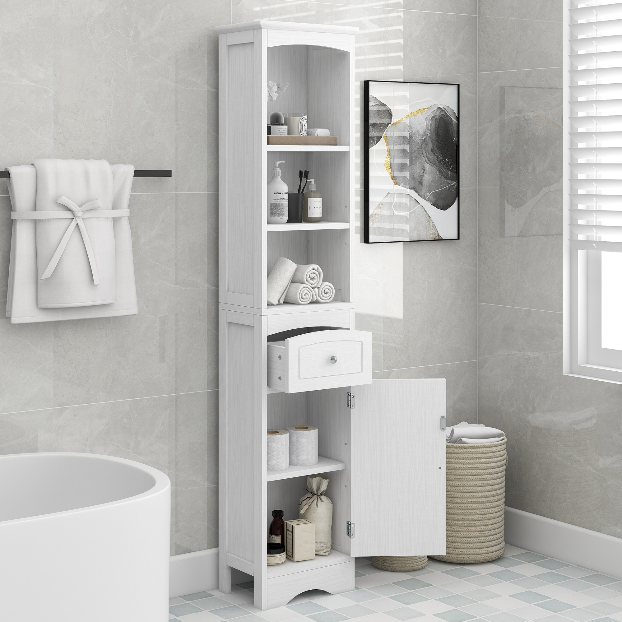 https://ak1.ostkcdn.com/images/products/is/images/direct/9c0a5056d1e1714314f4a916bca8c9276d37cc38/66.9%27%27-Tall-Bathroom-Cabinet-Freestanding-with-Drawer-and-Adjustable-Shelf%2CWhite.jpg