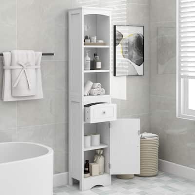 Nestfair Freestanding Bathroom Cabinet with Drawer and Adjustable Shelf
