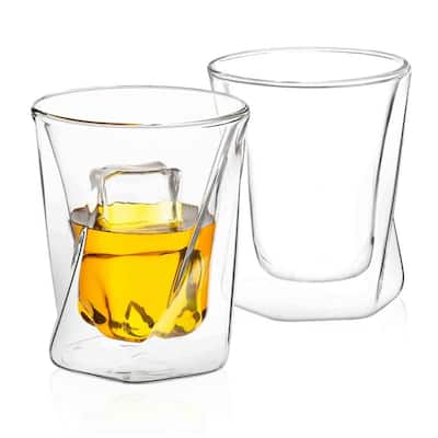 JoyJolt Lacey Double Wall Insulated Cups, 10 Oz Set of Two Whiskey Glasses - 10 oz