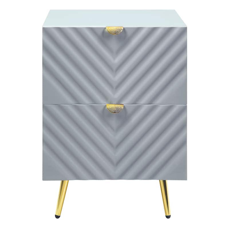 Gray Wavy Print Bedroom Furniture with Two Drawers