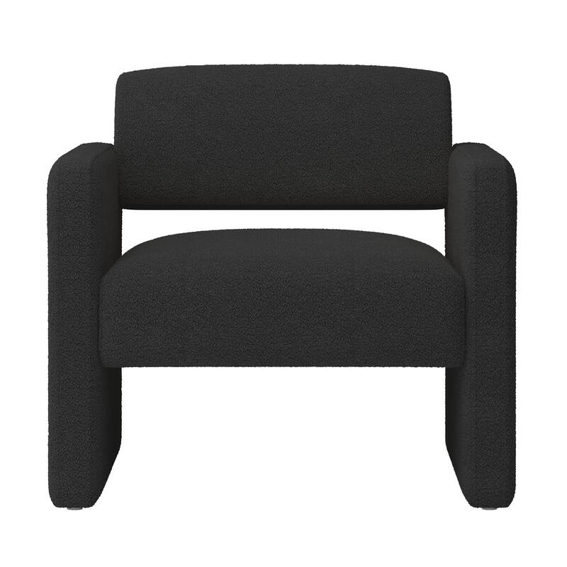 Modern 30.51" Upholstered Accent Chair with Open Back and Rubber Wood Frame for Living Room
