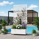 preview thumbnail 22 of 103, 72 in Metal Movable Planter Box with Trellis Privacy Screen Lockable Wheels White-Rectangle - 72"x35"