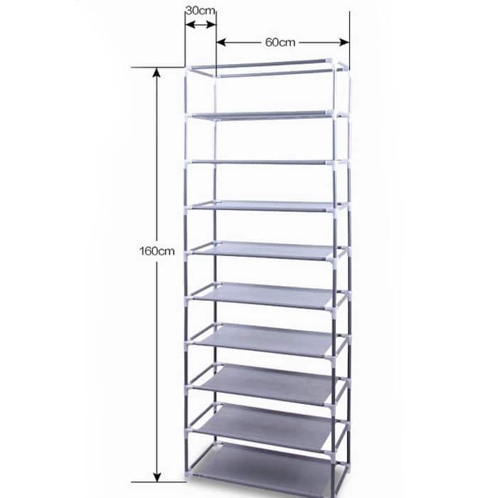 10 Tiers Portabl Storage Closet Organizer Shoe Rack Cover 3 Colors