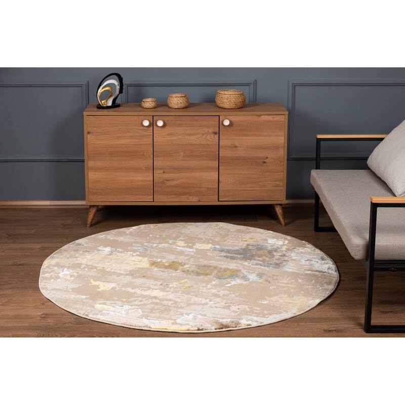 London Collection Cream/ Brown Abstract Area Rug