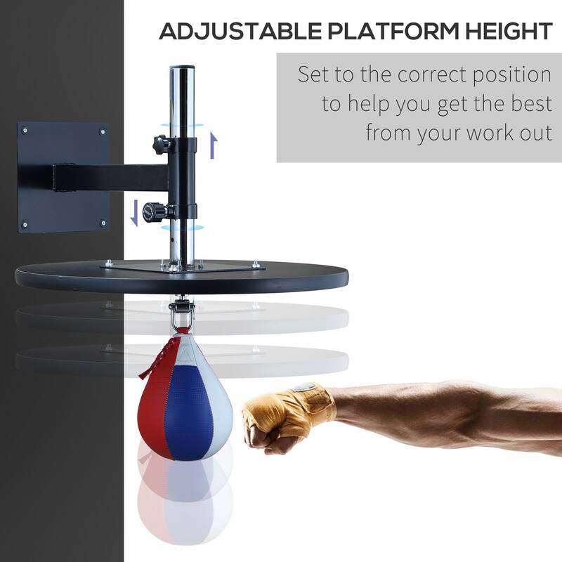 Soozier Speed Bag Platform, Wall Mounted Speedball for Boxing, MMA Workout Punching Bag Height Adjustable for Home Gym