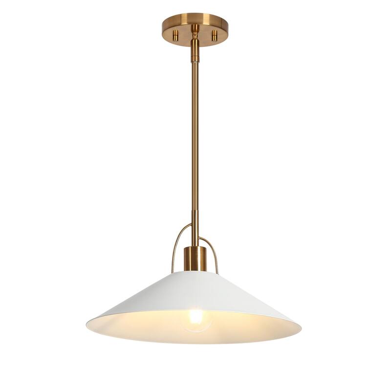 Modern 1-Light Kitchen Island Pendant Lighting Gold with Milk Metal Shade - White - D14"*H8"