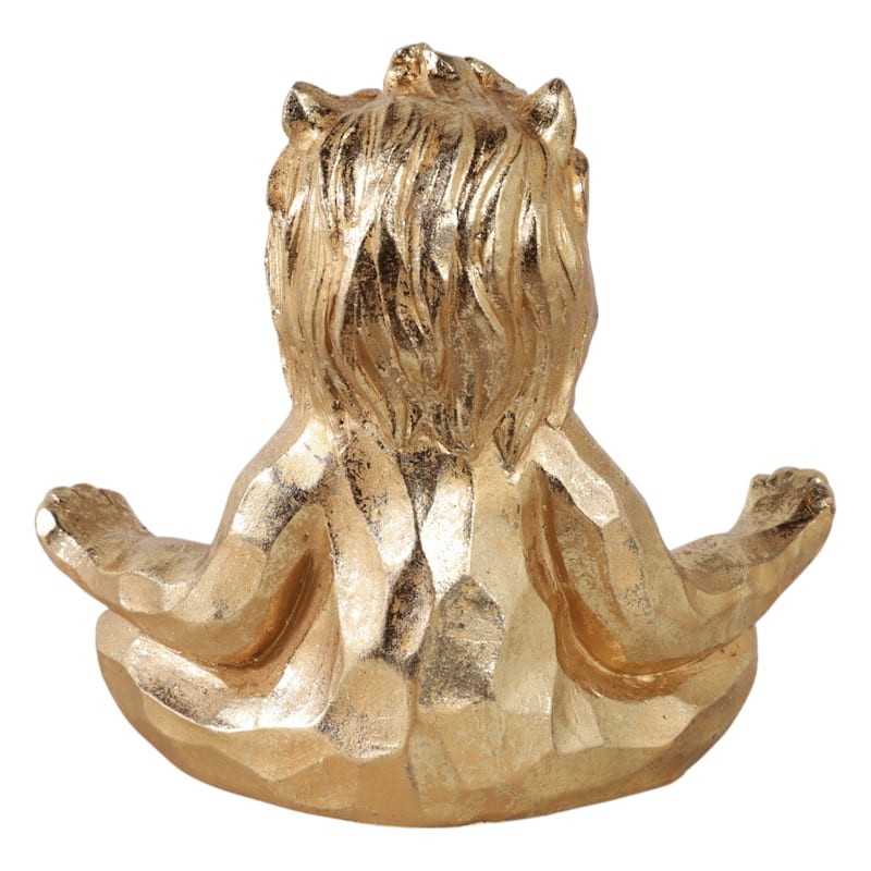 Resin Meditating Lion Figurine Animal Decor - 7"