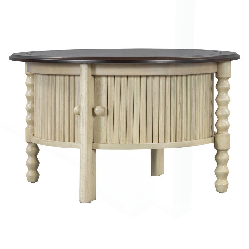 Vintage Round Coffee Table with Practical Storage for Various Rooms