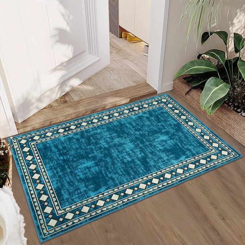 Garvee Machine Washable Rug Modern Bordered Area Rugs