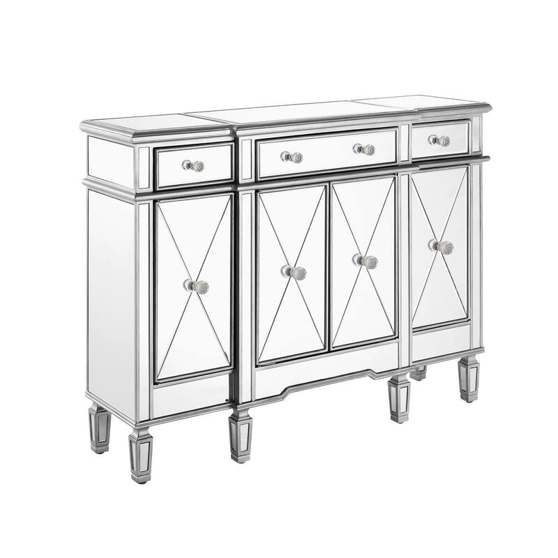 Contemporary 3-drawer 4-door Mirrored Cabinet