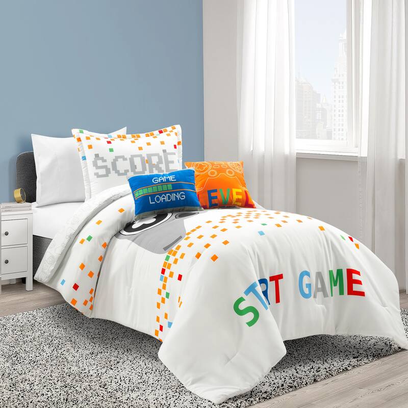 Lush Decor Video Games Reversible Oversized Comforter Set - White - Twin