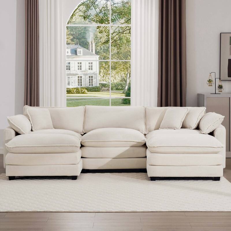 Corduroy Cloud Upholstered Modular Sectional Sofa, Free Combination