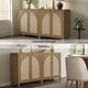 preview thumbnail 16 of 15, Bohemian Arched Rattan Door Sideboard with 2 Adjustable Shelves - 1-Piece