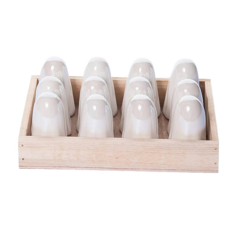 Transpac Dolomite 7.75 in. White Halloween Pearlescent Ghost Figurine In Display Set of 12