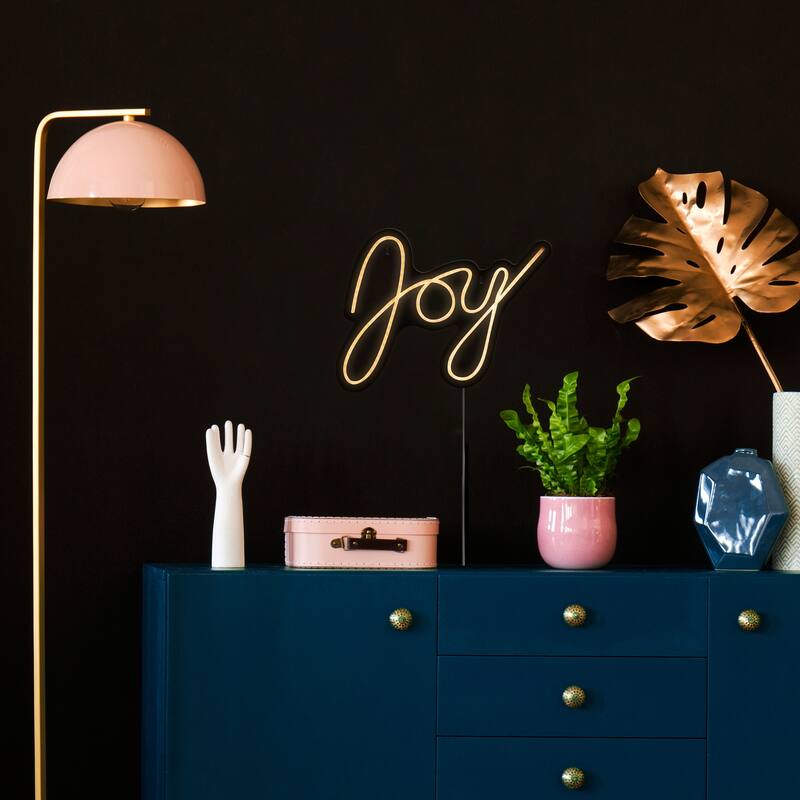 LED Joy Neon Lighted Christmas Wall or Window Decoration - 15"
