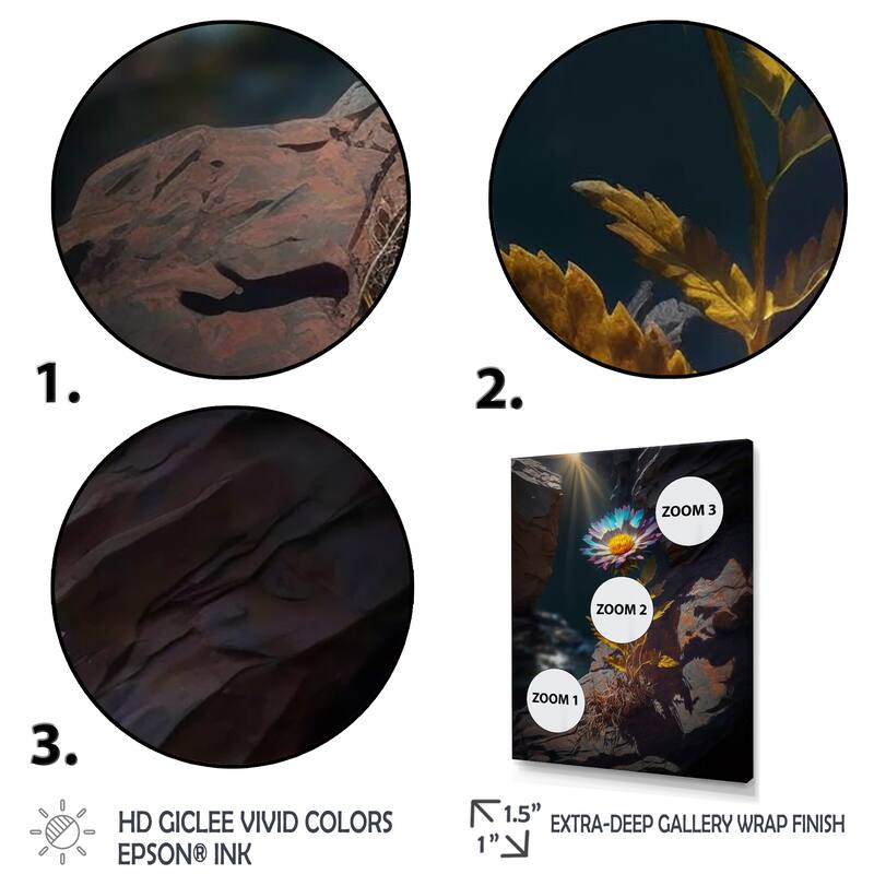 Designart "Fierce Blue Mountain Flower Captures Sunshine" Flowers Framed Canvas Prints