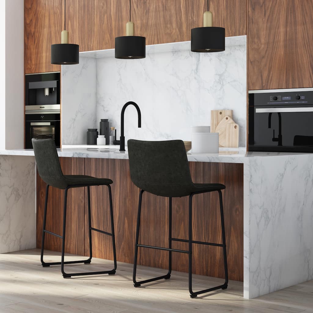 WYNDENHALL Adrienne Mid Century Modern Bar Stool (Set of 2) - 21.53" D x 19.49" W x 39.37"H