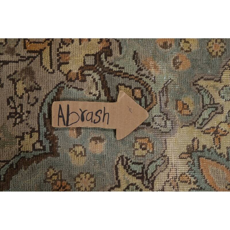 Hand Knotted Oriental 100% Wool Carpet Traditional Floral Brown Tabriz Area Rug - 11' 3'' X 7' 10''