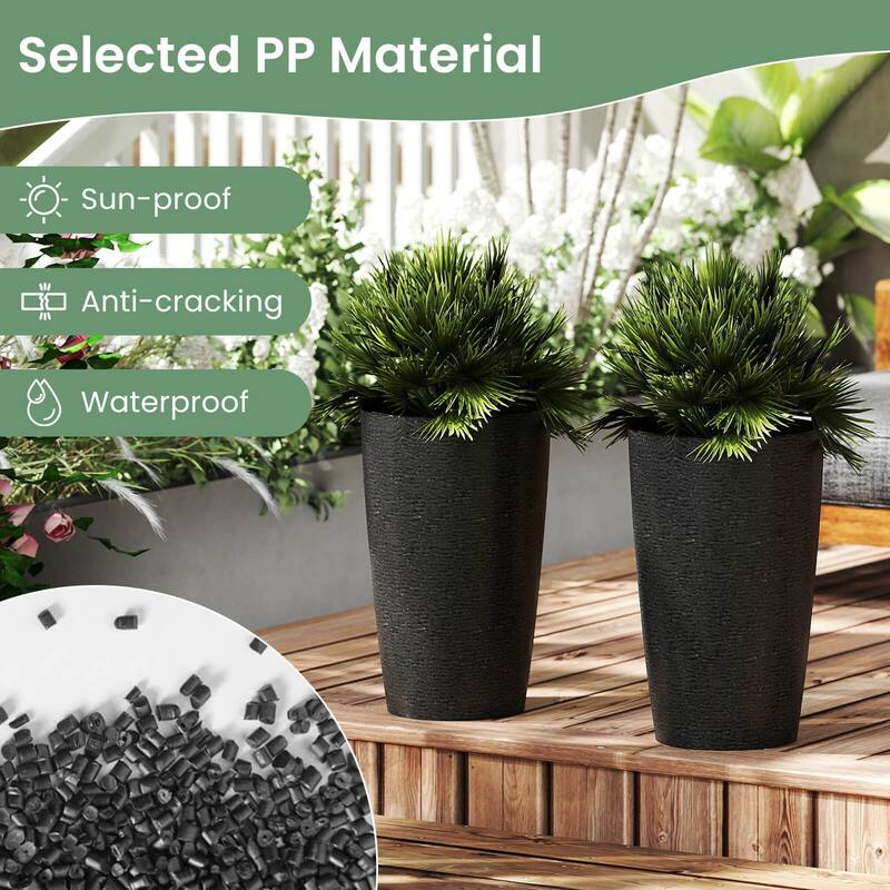 Costway 21" Tall Plastic Planters Set of 2 with Optional Drainage - See Details