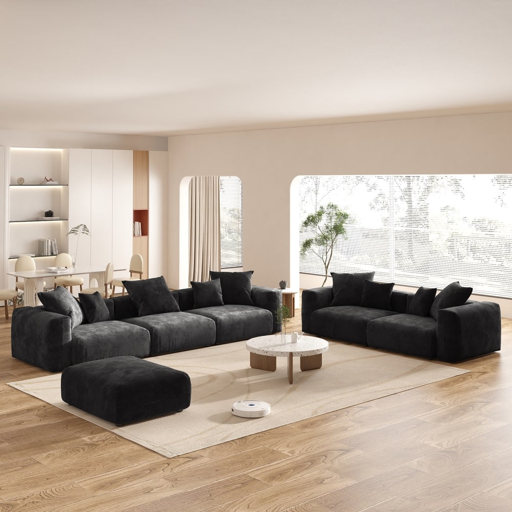 Large Corduroy Fabrics Upholstery Modular Sectional Sofa Set for Living Room