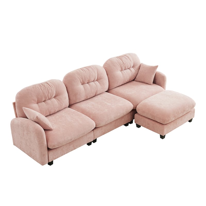 GDF Studio - Amori Modular Modern Chenille L-Shaped Sectional Sofa with Ottoman and Tufted Cushion Backrest