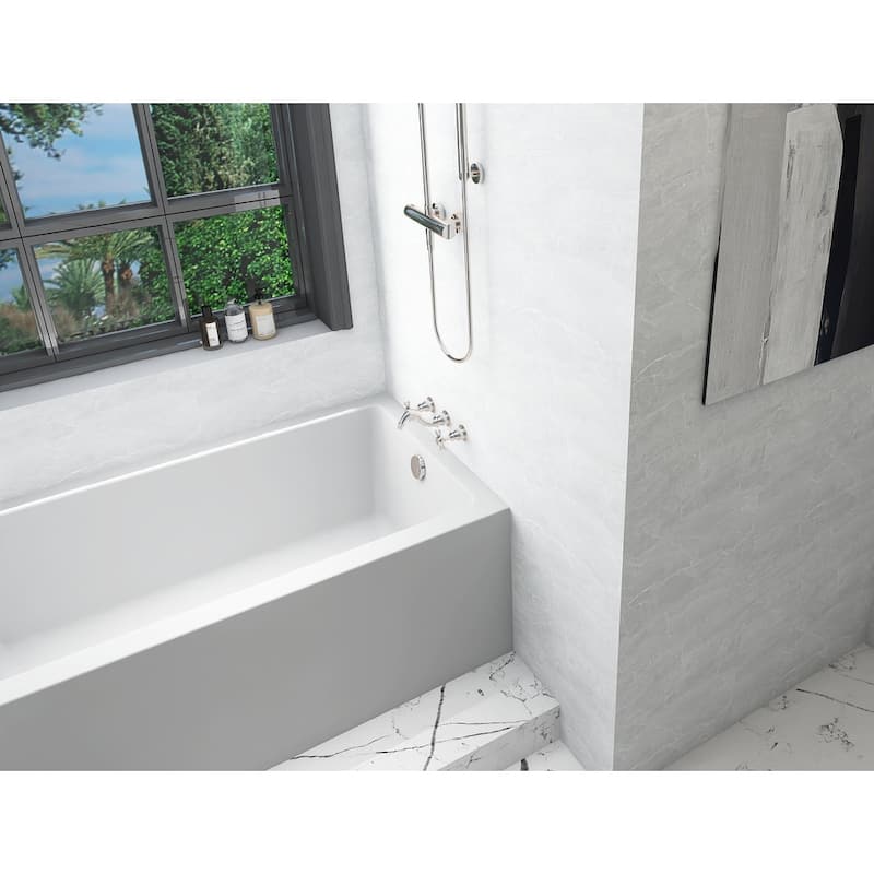 Indigo Home Alcove Soaking Bathtub 32x60 inch Right Drain in Glossy White