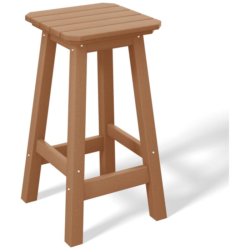 Laguna Hdpe All Weather Outdoor Patio 24" Square Counter Stool - Teak