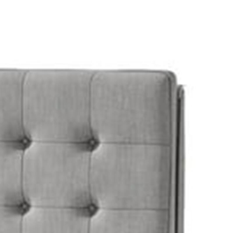 Levy Queen Size Bed, Button Tufted Headboard, Modern Gray Upholstery