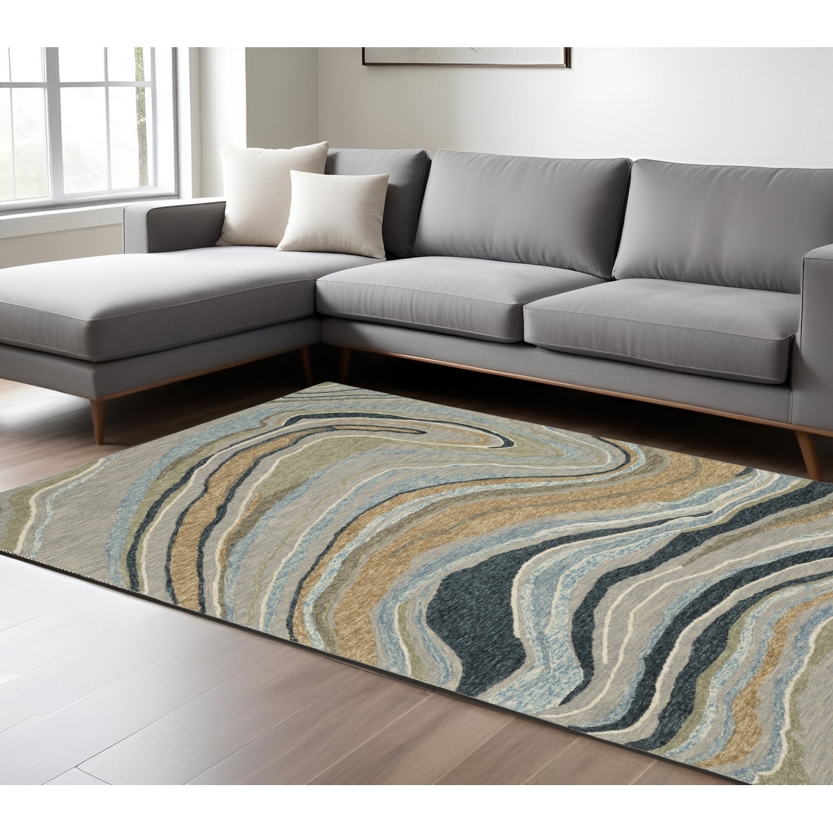 HomeRoots Noti Abstract Modern Rectangle Area Rug