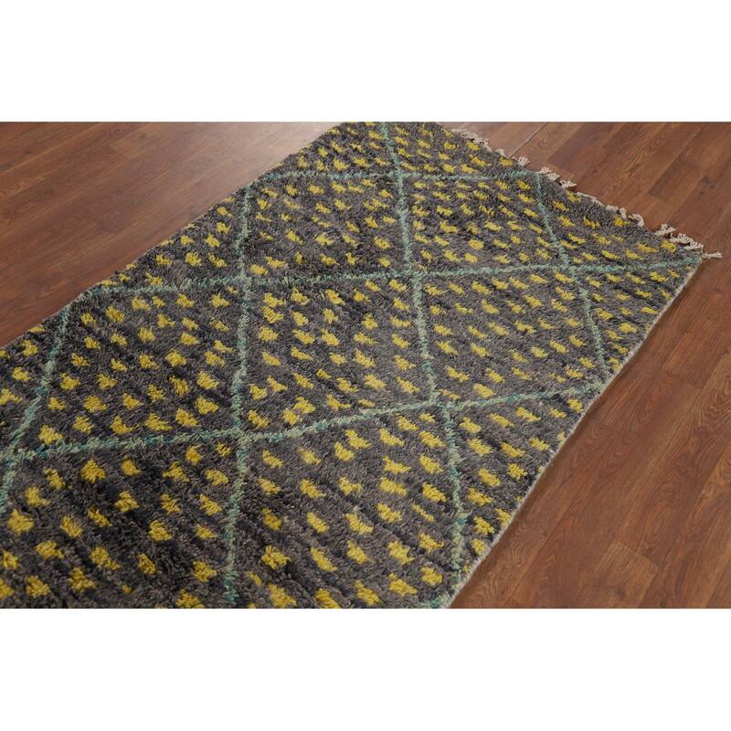 Trellis Geometric Moroccan Oriental Accent Rug Handmade Wool Carpet - 3'0" x 4'11"