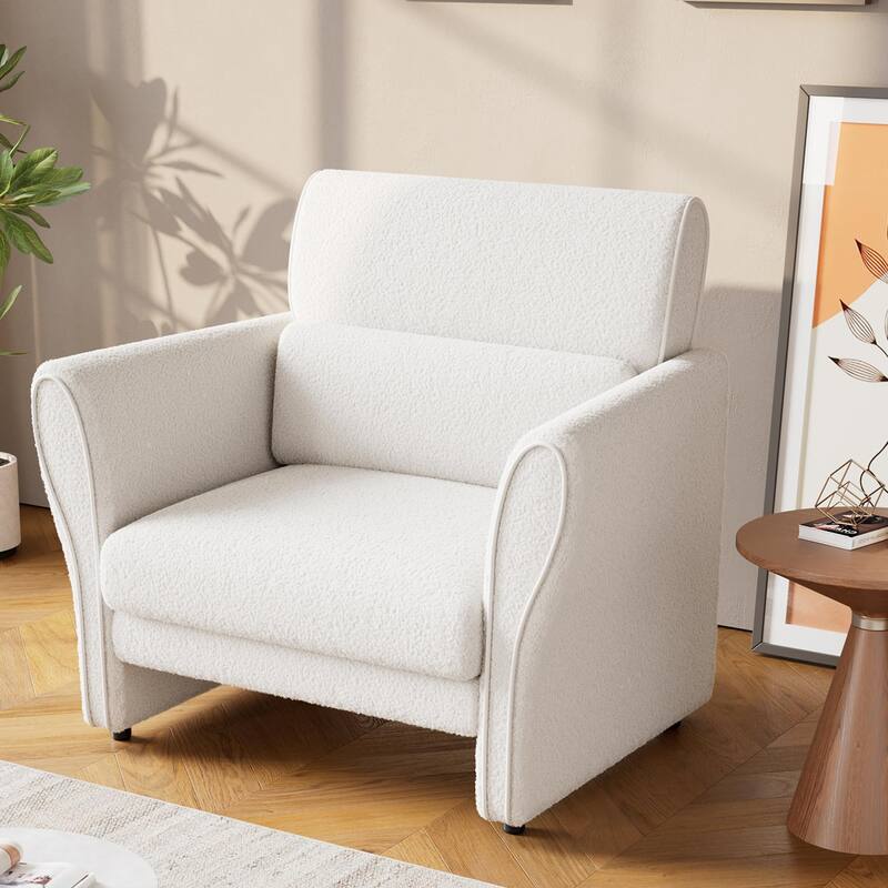 Modern Beige Couch, 57 Inch Deep Seat Loveseat Sofa with 2 Removable Lumbar Pillows, High Backrest - 33.5 Inch