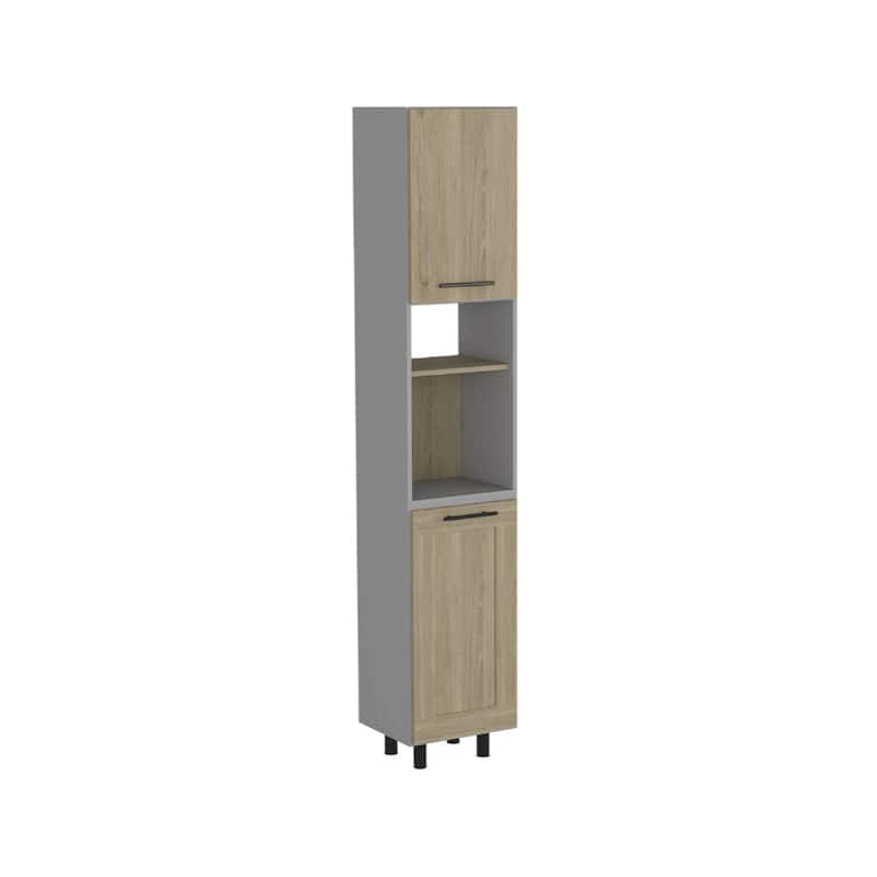 HomeRoots 82" Gray And Oak Wood Pantry Or Storage Closet - 15.75' X '82.05' X '13.58