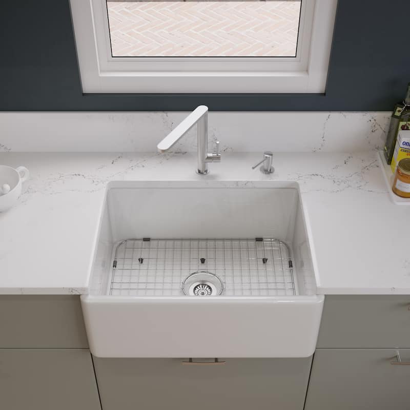 Alfi White Smooth Fireclay 26-inch Farmhouse Kitchen Sink