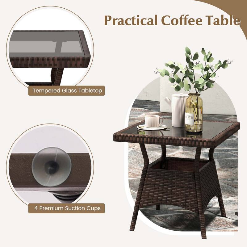 Costway 3 PCS Rocking Bistro Set with Removable Cushions & Tempered - See Details