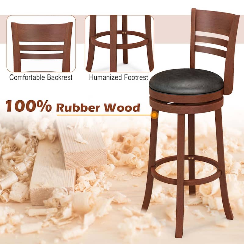 Set of 4 Bar Stools Swivel Bar Height Dining Chairs with Footrests
