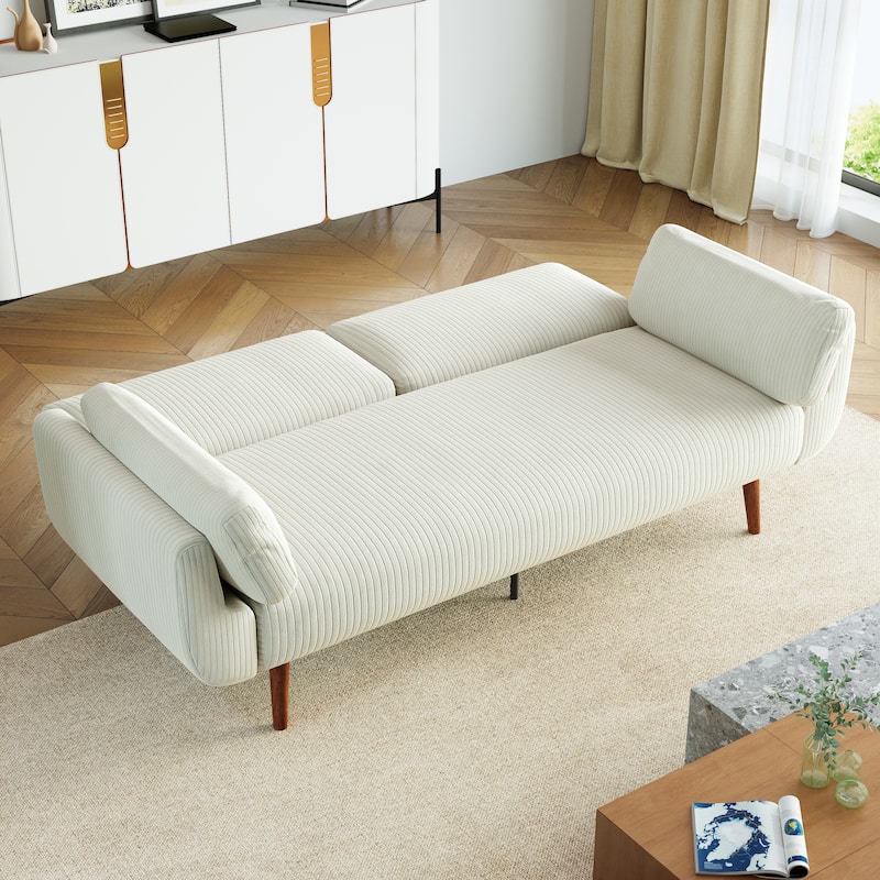 73.3" W Flared Arm Convertible Sleeper Sofa Modern Corduroy Loveseat