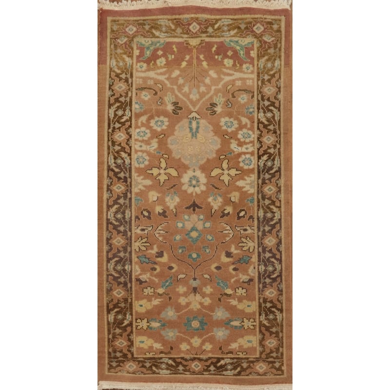 Hand Knotted Oriental 100% Wool Carpet Traditional All-Over Brown Ziegler Area Rug - 3' 10'' X 2' 1''
