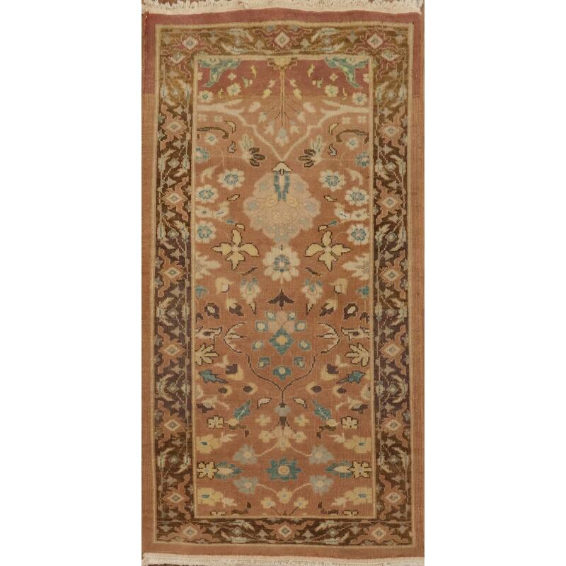 Hand Knotted Oriental 100% Wool Carpet Traditional All-Over Brown Ziegler Area Rug - 3' 10'' X 2' 1''