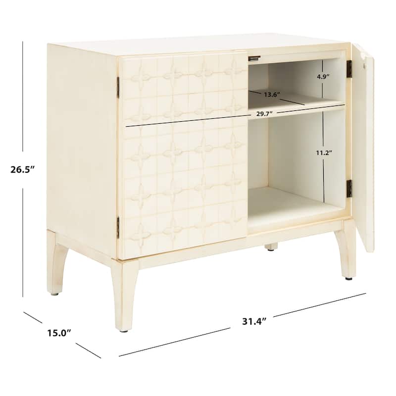 SAFAVIEH Azzie Antique White 2 Door 1-Shelf Chest