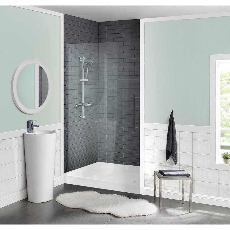 Voltaire 42" x 36" Acrylic White, Single-Threshold, Center Drain, Shower Base