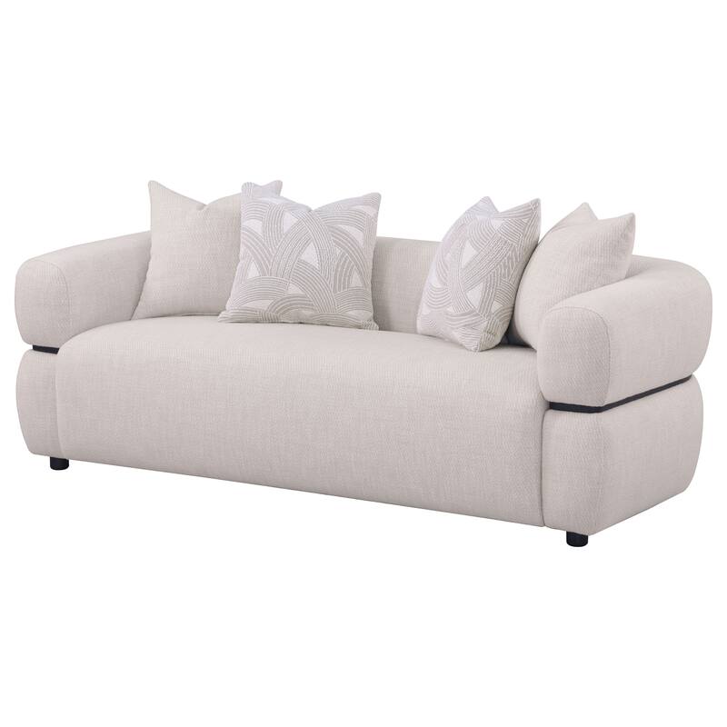 Jeanette 84-Inch Fabric Upholstered Round Arm Sofa Beige