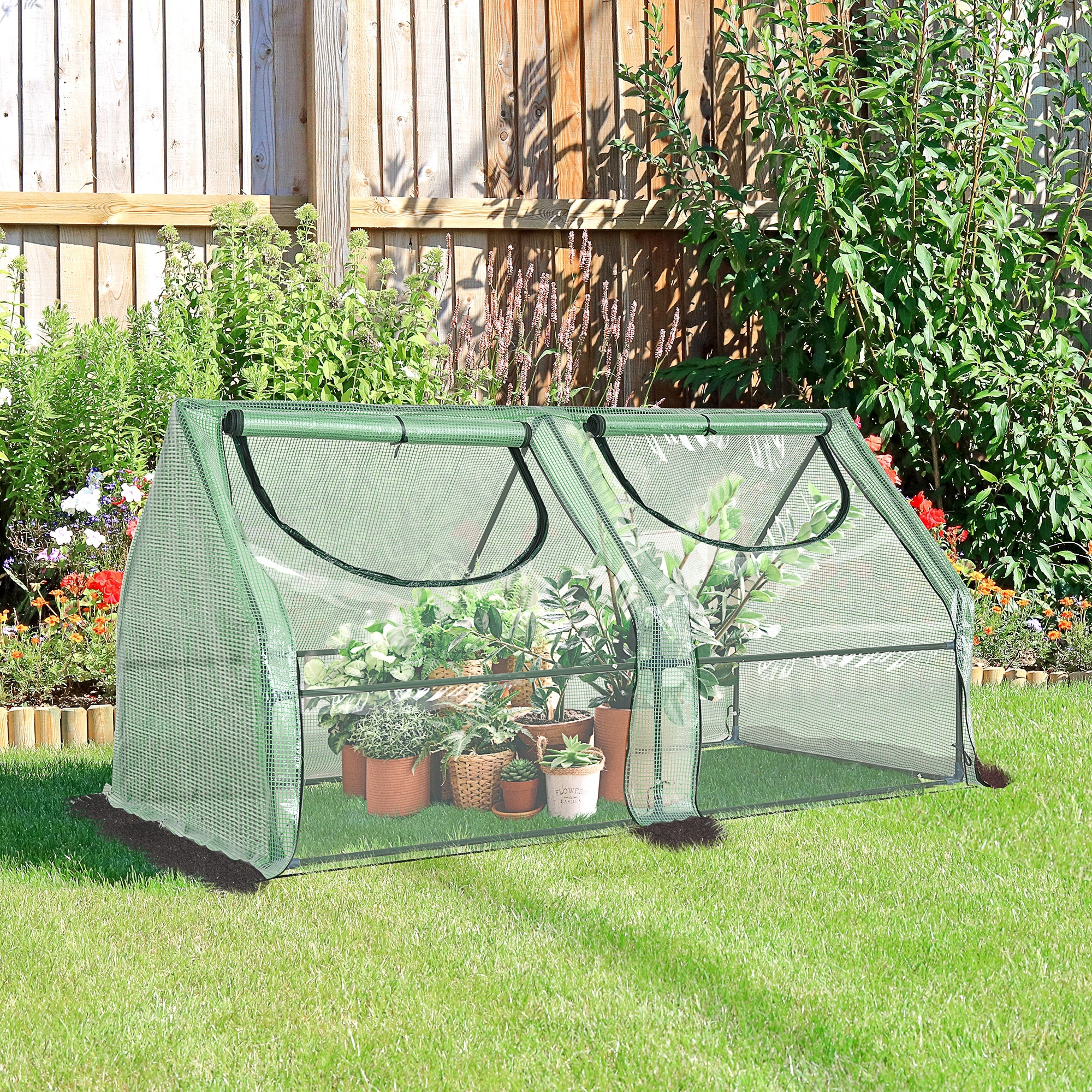 Outsunny 6x3-foot Portable Garden Greenhouse Hot House with 2 Covers - 70.75" L x 35.5" W x 35.5" H