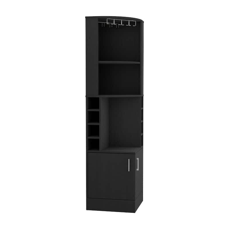 TUHOME Kava Being Corner Bar Cabinet with Rack, 2 Door Cabinet, 2 Shelves, and 8 Wine Cubbies - N/A