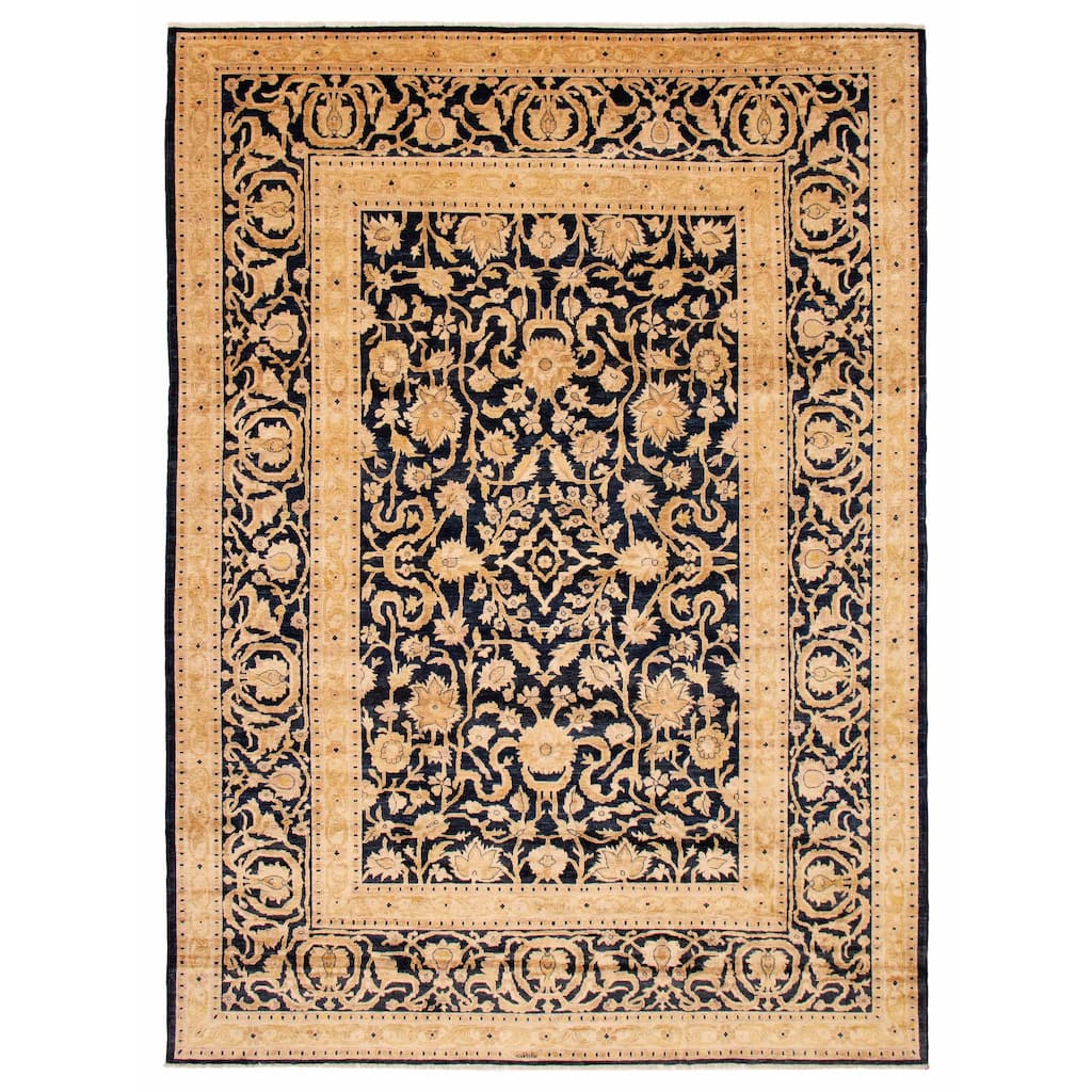 ECARPETGALLERY Hand-knotted Chobi Finest Navy Wool Rug - 10'0 x 13'9