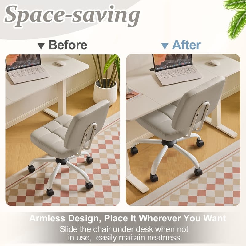 22.1 Inch Upholstered PU Lattice Swivel Office Chair