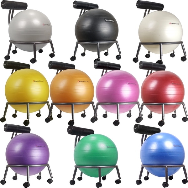 Isokinetics Inc. Brand Adjustable Exercise Balance Fitness Ball Chair with 55 cm ball & pump
