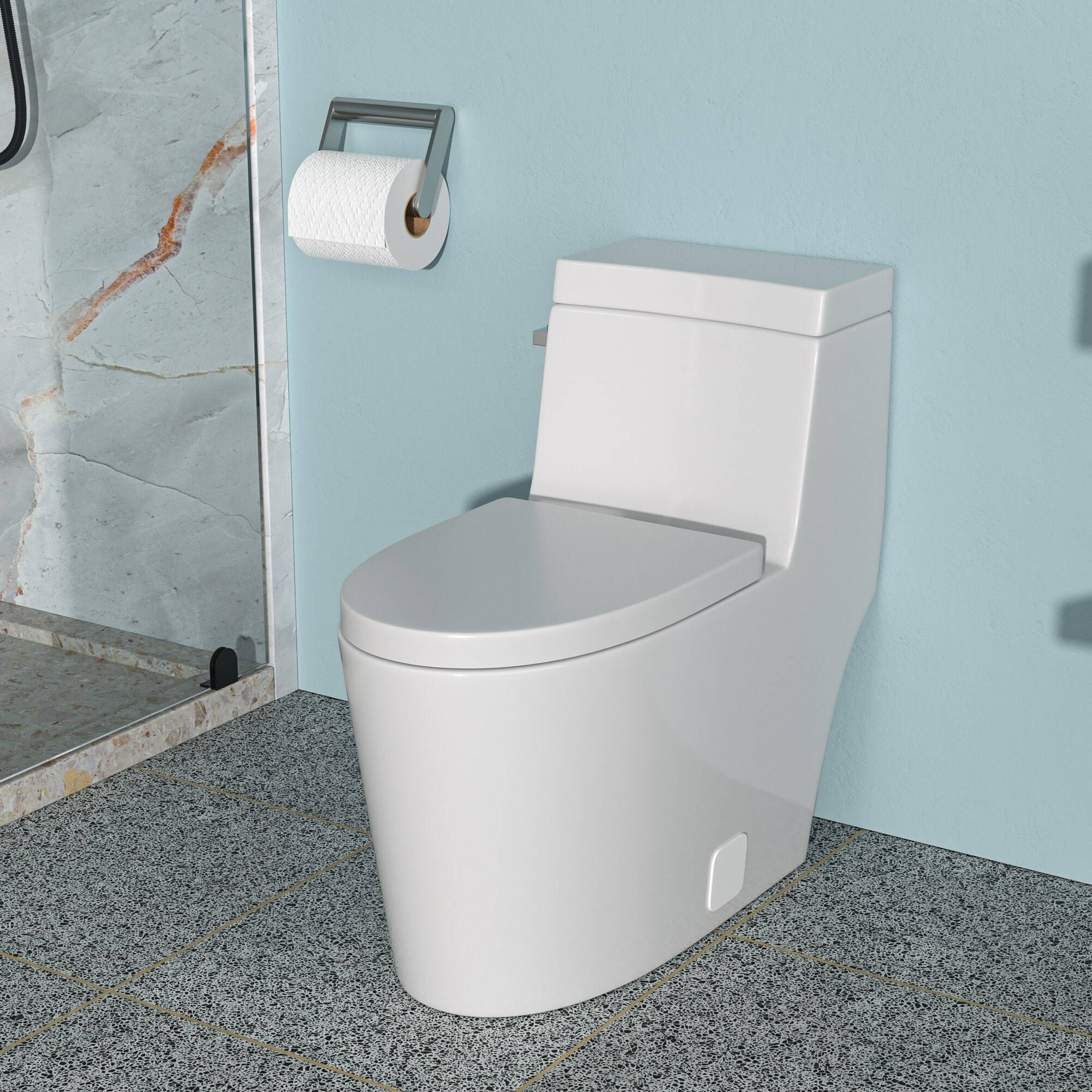 One-Piece Toilet with Tornado Flushing, Soft-Close Seat, and