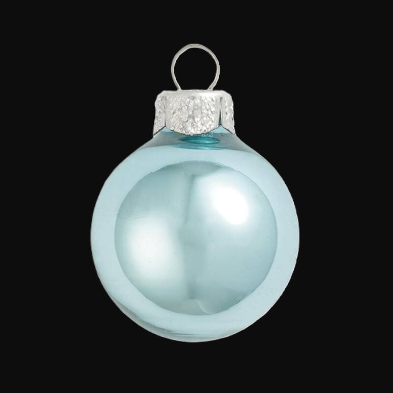 12ct Baby Blue Shiny Glass Christmas Ball Ornaments 2.75" (70mm)